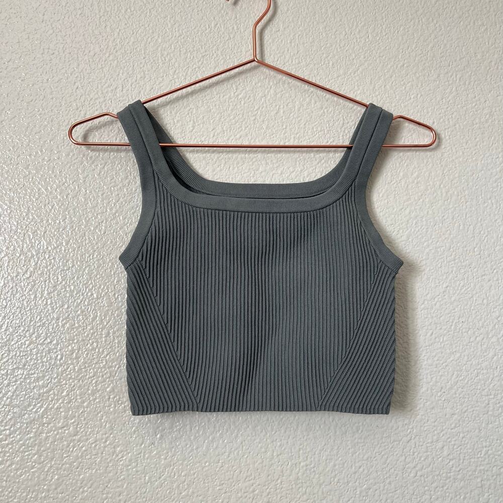 Cuts Coreflex crop rib knit tank top olive sage green